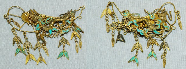 飛龍鎏金翠羽胸飾1對 (共6張)