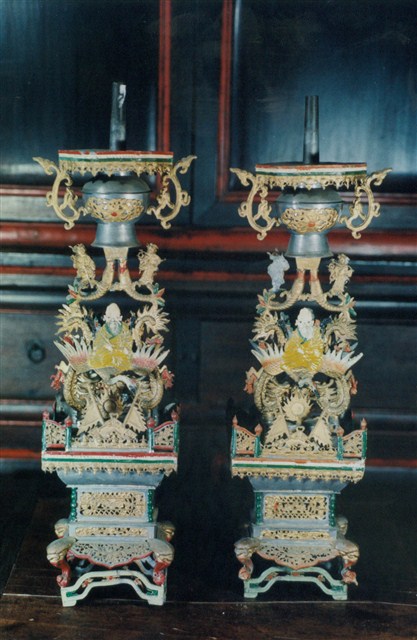 錫製壽燭臺一對 (共2張)