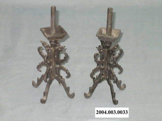 銅製壽字座燭臺組 (共6張)