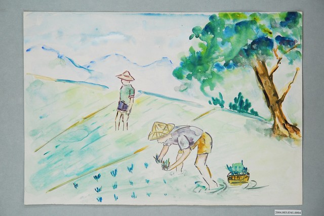 嘉義市宣信國民小學社會課教具圖卡之農夫插秧 (共1張)