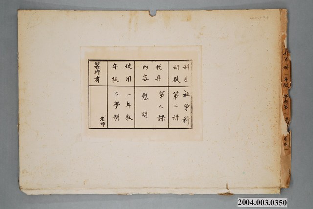 嘉義市宣信國民小學社會課社會課第二冊第九課教具 (共1張)