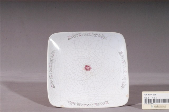 粉紅釉轉印花卉紋方盤 (共3張)