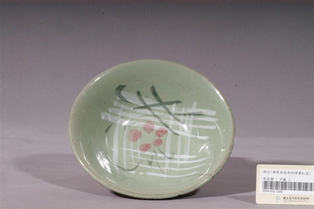 青釉紅花綠葉白條彩繪紋瓷碗 (共3張)