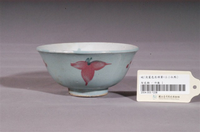 淺藍釉紅點紅綠葉彩繪紋瓷碗 (共5張)