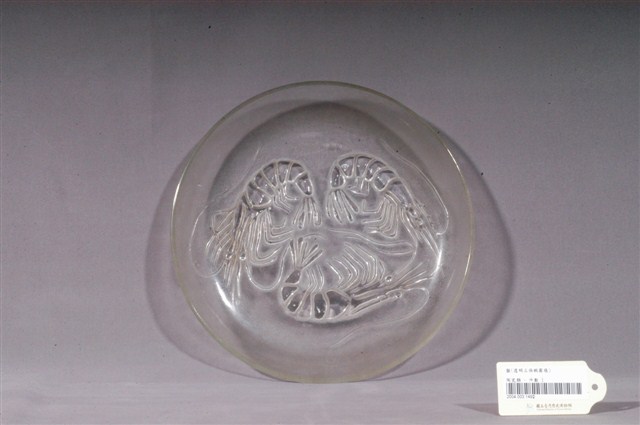 三蝦紋透明玻璃圓盤 (共3張)