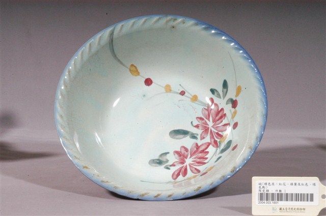 淡綠釉彩繪花卉紋碗公 (共3張)