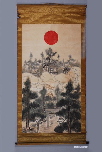 日本伊勢神宮及日之丸圖掛軸 (共1張)