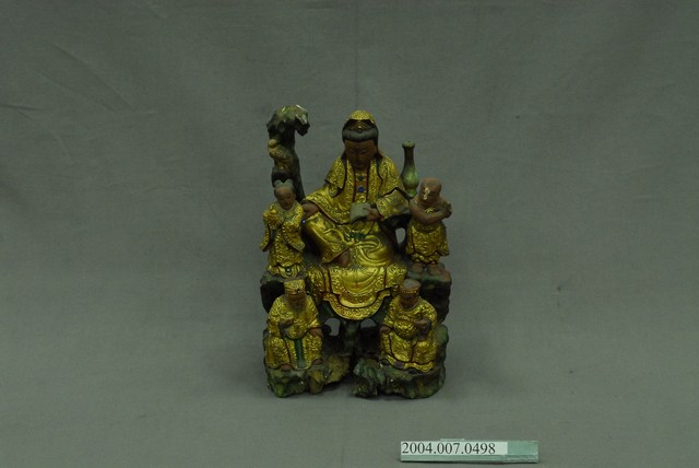 臺中西屯元清宮木雕觀音金童玉女福德正神與灶神組合神像 (共6張)