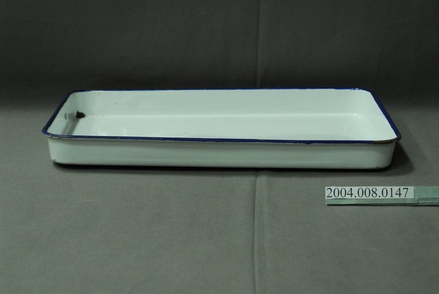 三星牌藍邊白底素面搪瓷方盤 (共5張)