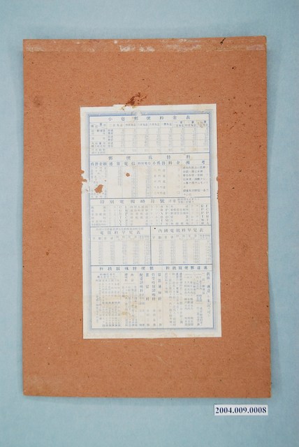 包裹郵寄價格表 (共1張)