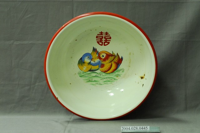 八象牌囍字鴛鴦搪瓷臉盆 (共4張)