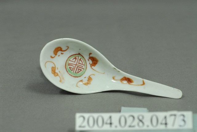 彩繪五蝠壽字紋瓷湯匙 (共3張)