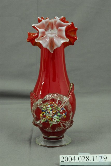 紅白雙色牡丹玻璃花瓶 (共5張)