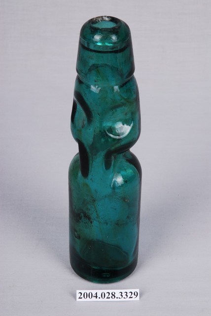 藍綠色圓柱形彈珠汽水玻璃瓶 (共3張)