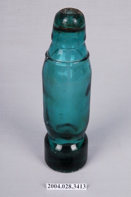 藍綠色圓柱形彈珠汽水玻璃瓶 (共3張)