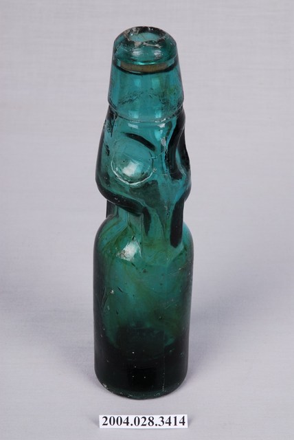 藍綠色圓柱形彈珠汽水玻璃瓶 (共3張)