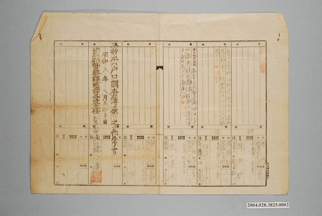 新竹州苗栗郡通宵庄白沙屯234番地戶主陳振榮戶口調查簿第二頁 (共2張)