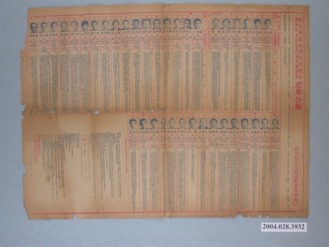 1980年12月6日動員戡亂時期自由地區增加中央民意代表名額選舉選舉公報(原住民、職業) (共1張)