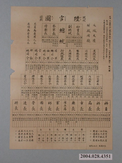 明憲出版社出版現代陞官圖遊戲 (共1張)