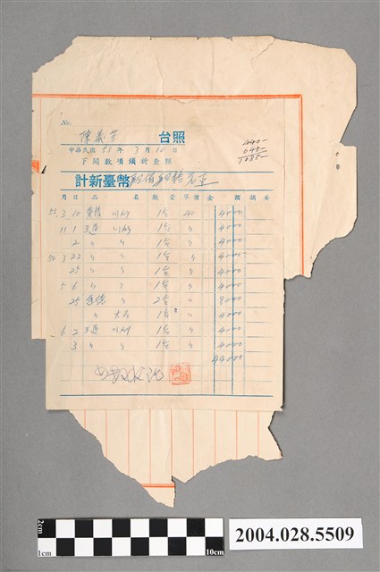 致陳義芳出貨單 (共2張)