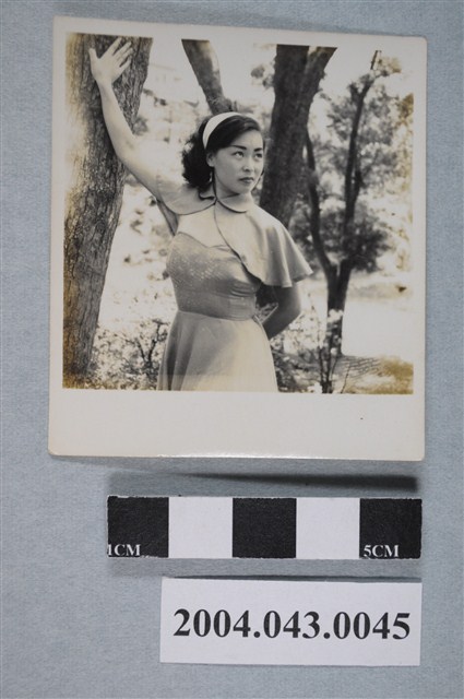 女子於樹旁獨照 (共2張)