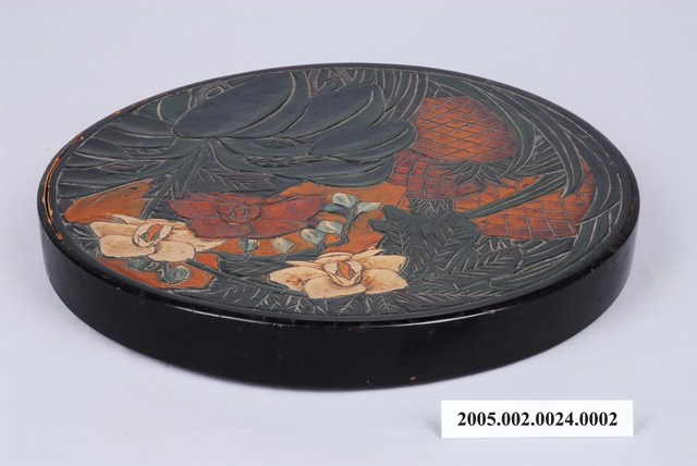 木雕彩繪花果紋茶具盒盒蓋 (共3張)