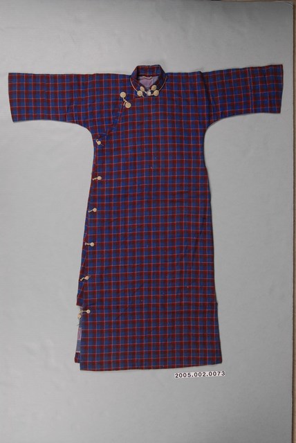 紅藍方格立領大襟女長袍 (共7張)