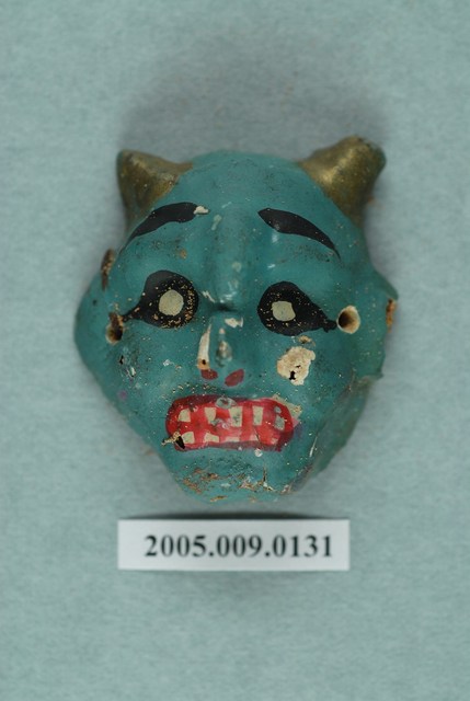 土黏香戲偶雙角青面怪偶頭半成品 (共2張)