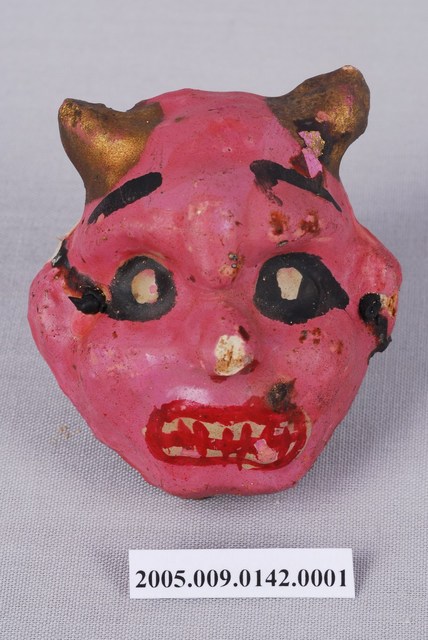 土黏香戲偶雙角紅面怪指偶偶頭 (共3張)