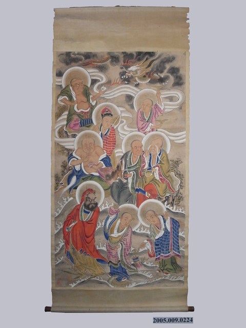 清盧谷道人繪十八羅漢畫像卷軸 (共1張)