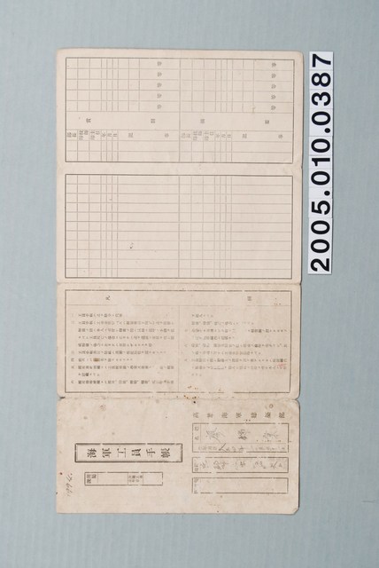 高雄海軍建築部海軍工員手帳 (共3張)