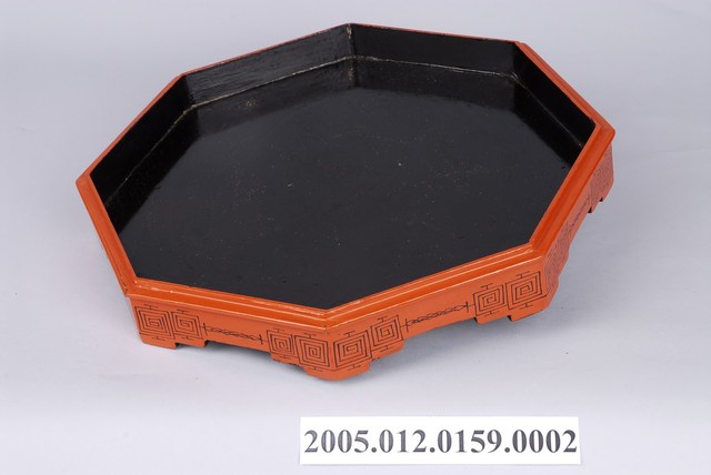 朱地福字八角糕餅盒底盤 (共1張)