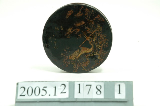 竹編松鶴圓漆盒上蓋 (共2張)