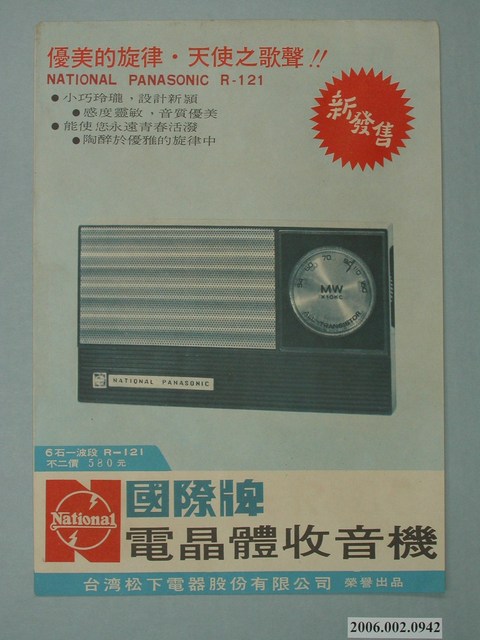 國際牌電晶體收音機廣告單 (共2張)