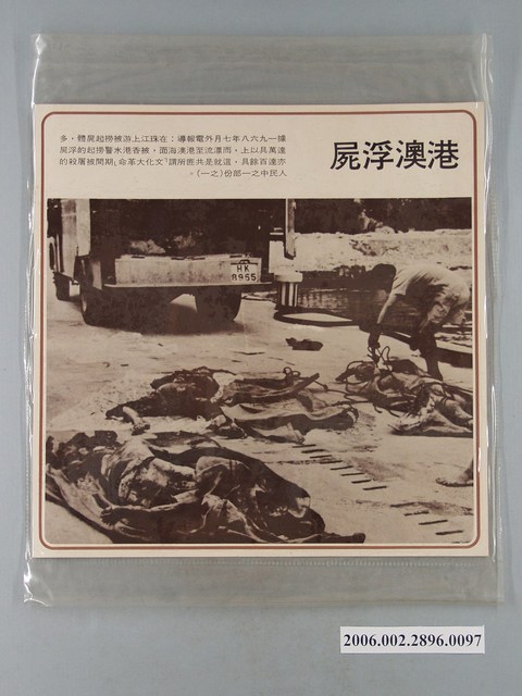 中國大陸災胞救濟總會印行《中國大陸共匪暴行》〈文革港澳浮屍（之一）〉文宣 (共1張)