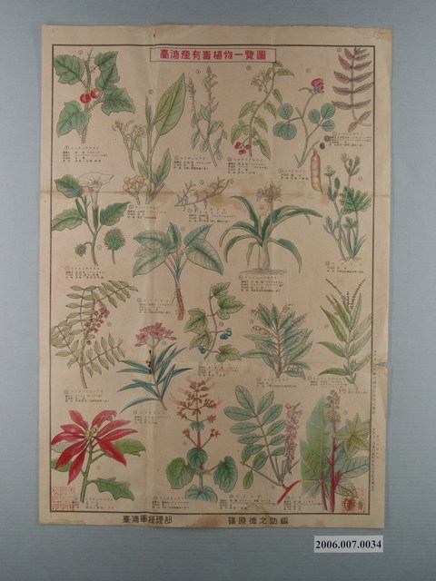篠原德之助編〈臺灣產有毒植物一覽圖〉 (共1張)