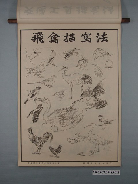 臺灣省教育會發行《教學用美術工作掛圖》飛禽描寫法 (共1張)