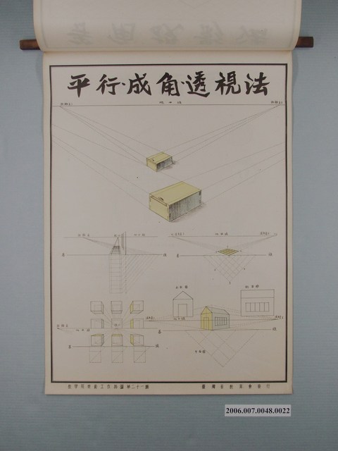 臺灣省教育會發行《教學用美術工作掛圖》平行與成角透視法 (共1張)