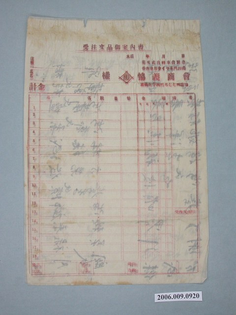 嘉義街協義商會訂單 (共2張)