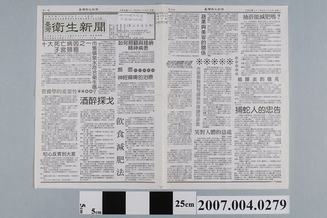 民國81年4月臺灣衛生新聞社發行《臺灣衛生新聞》第2057期 (共2張)