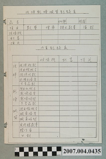 洗淨乾燥滅菌記錄表 (共2張)