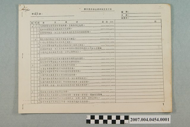 優良藥品製造標準檢查審評表 (共4張)