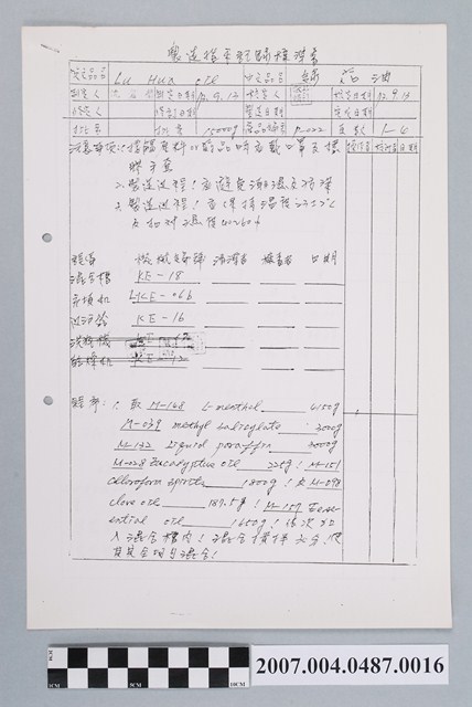 綠花油製造指示記錄標準書 (共4張)