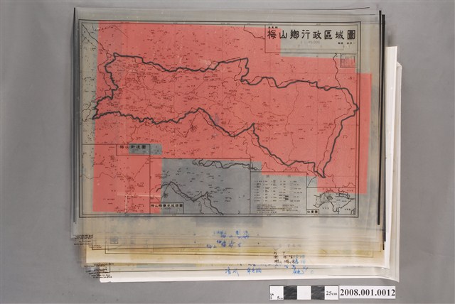 嘉義梅山與嘉義阿里山與臺中清水與臺南將軍等行政區域圖製版膠片一批 (共4張)