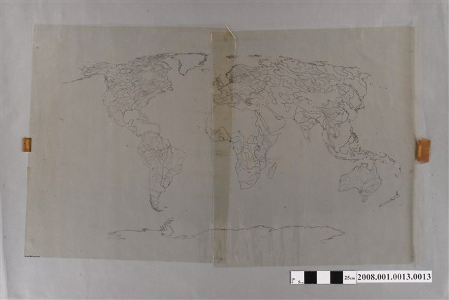 〈世界全圖〉製版膠片水文 (共2張)