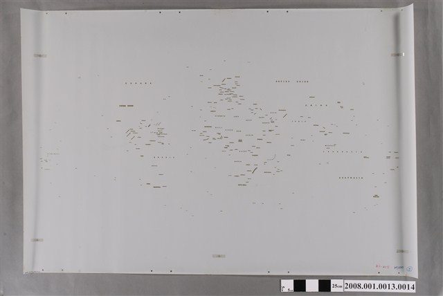〈世界全圖〉製版膠片英文文字紅版 (共2張)