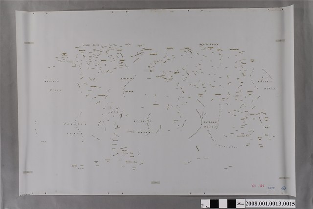 〈世界全圖〉製版膠片英文文字藍版 (共2張)