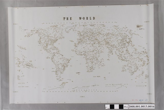 〈世界全圖〉製版膠片英文文字黑版 (共2張)