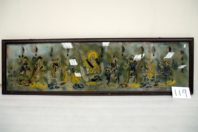 南極仙翁八仙圖玻璃畫 (共4張)