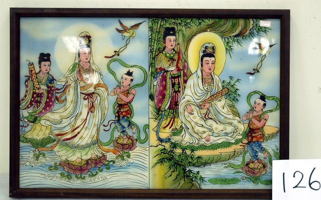 雙幅觀音玻璃畫神明彩 (共4張)